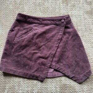 Forever 21 Brown Corduroy Mini Skirt Womens Size M Cross Front Y2K Purple